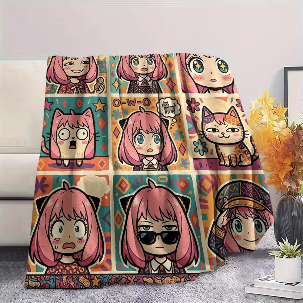 Anya Forger Print Flannel Blanket, Ultra Soft High Quality All Seasons Warm Throw, Home Decor Cozy Blanket, Perfect Christmas Gift