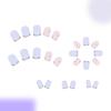 24 Pcs Glittering Press On Nail French Tips False Nail Flowers Full Cover Stick On Nail Short Square Acrylic Nail