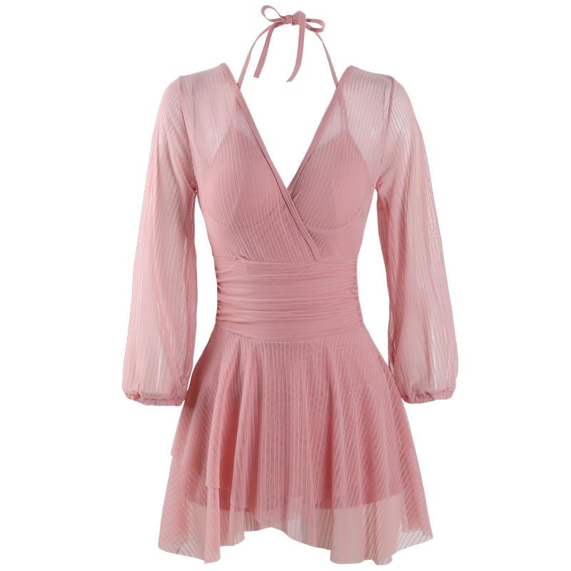 New women's belly-covering and thin one-piece swimsuit with small breasts gathering conservative swimsuit Korean version of hot spring swimsuit