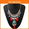 Simulation Ethnic Style Gemstone Decoration Women Necklace With Tassel Design