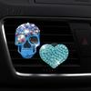 Totenkopf Herz Auto Dekoration 2 Stück Bling Lüftungsschlitz Clips Strass Glänzend Duft Diffusor Armaturenbrett Zierleiste Clip Lustiger Kopf Auto Innenraum Ornament Halloween