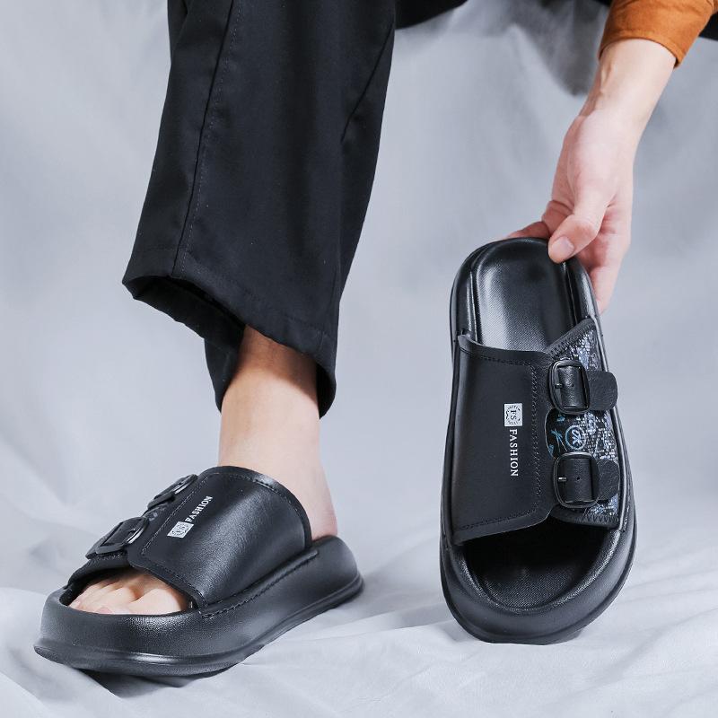 2025 new fashion trend trendy brand slippers trendy drag men's casual one-word beach slippers 371224-R