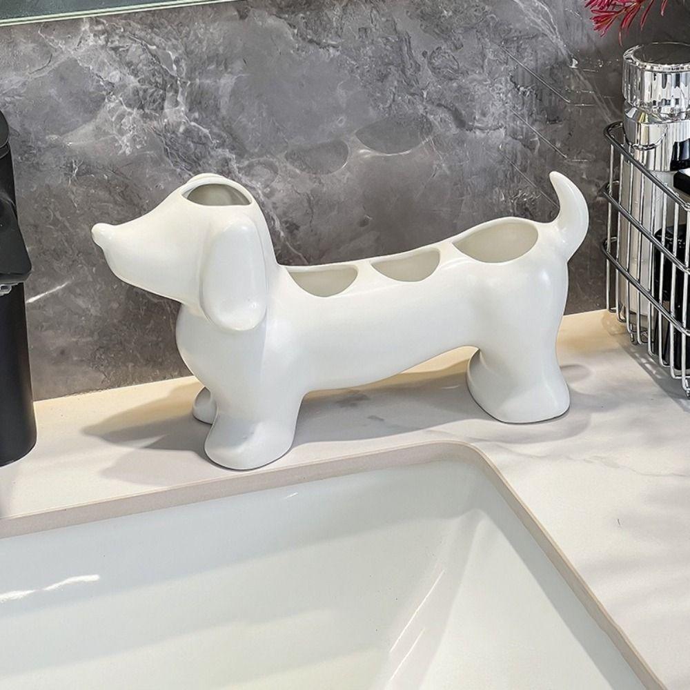 Space Saving Dachshund Toothbrush Holder Ceramic Electric Toothbrush Holder  Sink