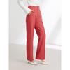 EP YAYING Women's Red 100% Wool High-Waist Straight-Leg Slit Trousers
