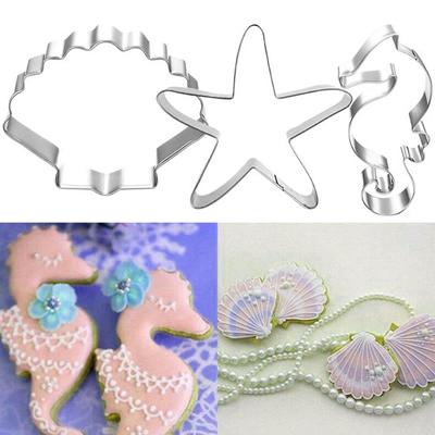 3Stk/Set Keksform Meeresorganismusform Zierlich Leicht zu Lösen Seepferdchen Seestern Muscheln Ausstecher für Fondant