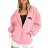 Cross-border Embroidered Zipper Hoodie with Drop Shoulder and Kangaroo Pocket