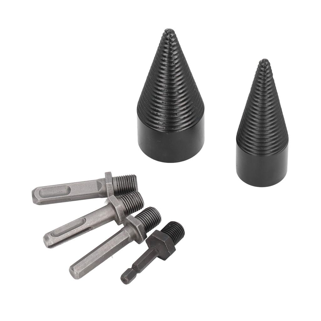 Wood Splitter Sets Firewood Drill Bit Wooding Splitting Drill Bit with 4 Handles for Split Wood 6 Pcs 32 to 42mm 