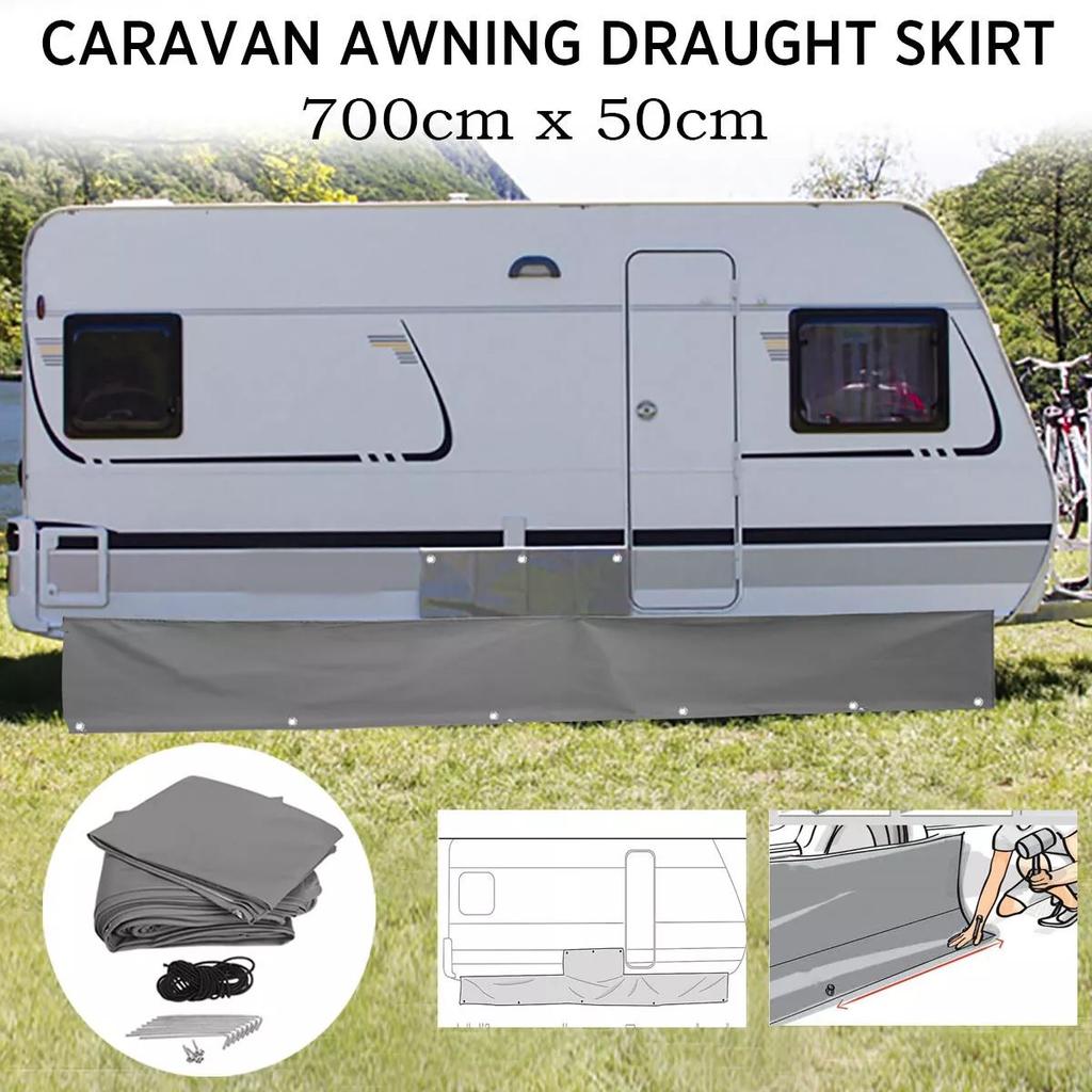 1set 700X 50cm Deep With 150x50cm Wheel Arch Covers Set For Outdoor Motorhome Draft Campervan Caravan Awning Draught Skirt