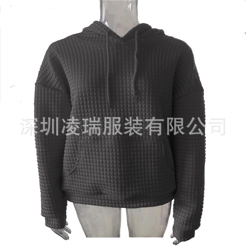 Autumn and Winter Women's Clothing Small Style Round Neck Hooded Long Sleeved Sweatshirt Solid Color Top for Women