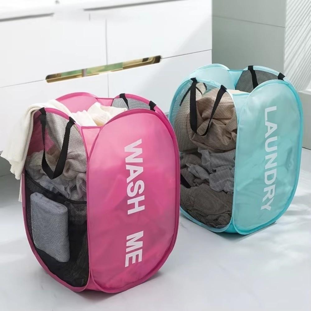 Foldable Portable Laundry Hamper Breathable Mesh Large Capacity Pop Up Storage Box Washable Space-Saving Pet Storage Basket