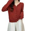 Women's Autumn Knit Cardigan: Short, Simple, Versatile Loose Fit, Casual Round Neck Long Sleeve Jacket