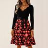 Women's Casual Fashion Long Sleeve Christmas Graphic Printed Vintage Long Dresses