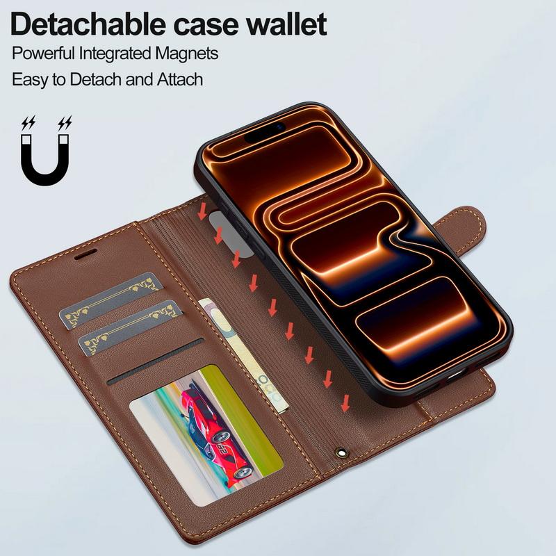 Magnetic Flip Wallet Case For iPhone 17 Pro Max iPhone 16 15 14 13 Pro Max 12 11 Air Luxury PU Leather Card Slots Phone Holder Cover
