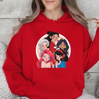 Roupas Disney para Pais e Filhos, Moletons Casuais Multicor Opcionais com Capuz de Desenho Animado da Princesa Disney para Meninas Outono e Inverno