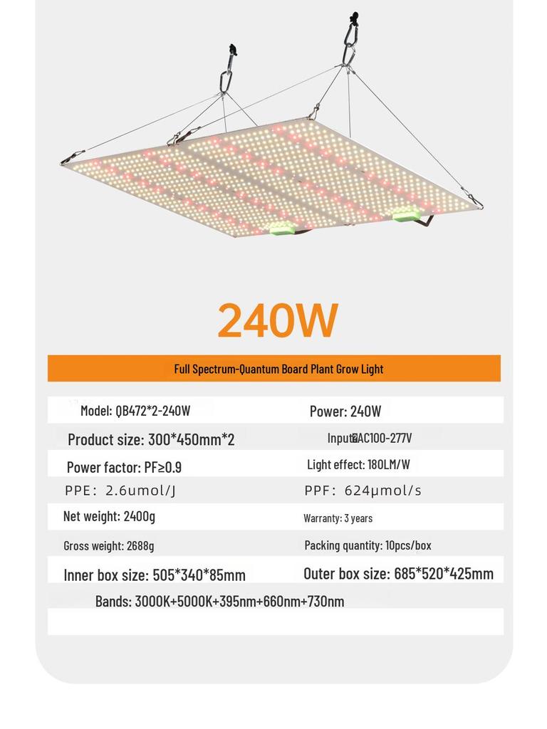 120W LED Quantum Board Grow Light with UV Switch and 0-10V Dimming