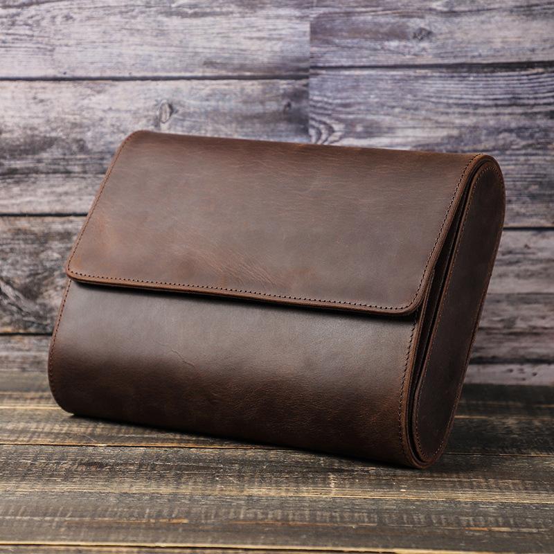 6 Watches Genuine Leather Watch Storage Display Case Watch Boxes Organizer Holder Men Clocks Roll Pouch Exquisite Jewelry Box