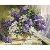 Diamond Painting Flowers Full Drill Round Diamond Embroidery Purple Lavender Picture Of Rhinestones Home Decor