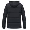 Men Winter Cotton Coat Padded Thick Plush Solid Color Hooded Long Sleeve Soft Button Closure Mid Length Windproof Pockets Elastic