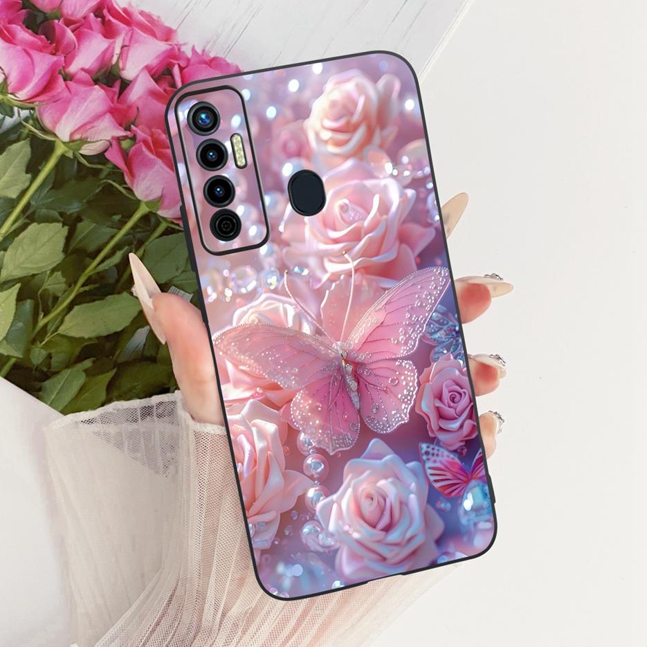 For Tecno Camon 17 Pro Case CG8 CG8h Luxury Butterfly Tree Painted Cover Soft Silicone Case For Tecno Camon 17P Camon17 Pro Bags