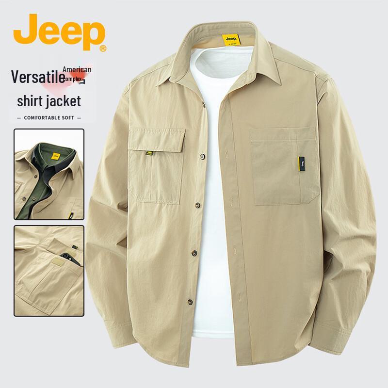 JEEP Men's Vintage Long-Sleeve Polo Shirt