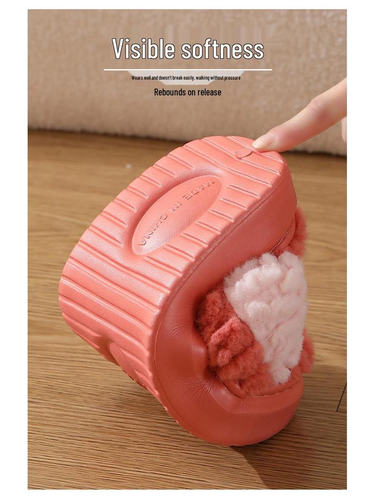 Cozy Winter Plush Cotton Slippers for Couples - Lightweight, Soft Sole Indoor Shoes