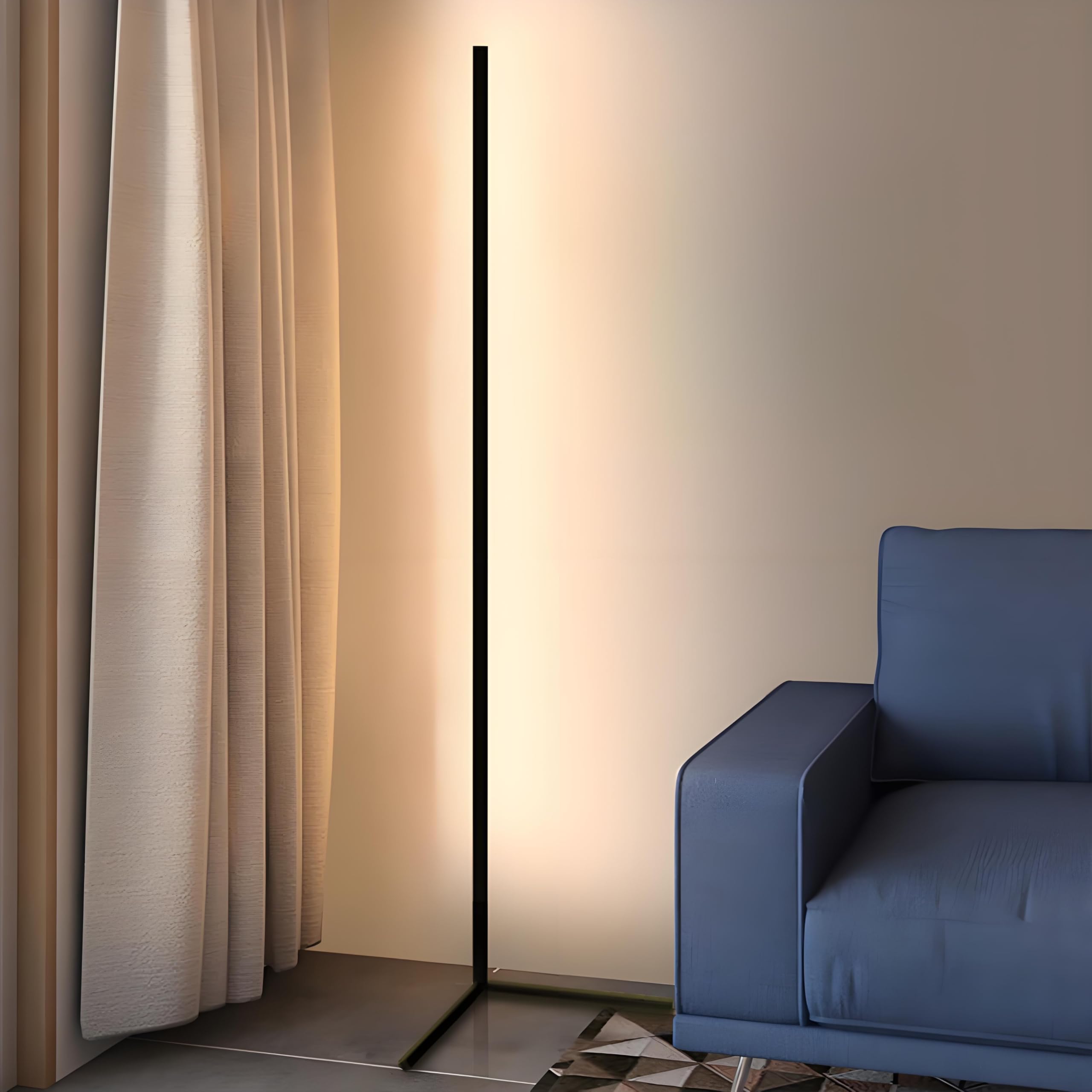 

This stylish floor lamp features a simple, black, and modern design, perfect for corner lighting in the bedroom. It features a USB power supply,