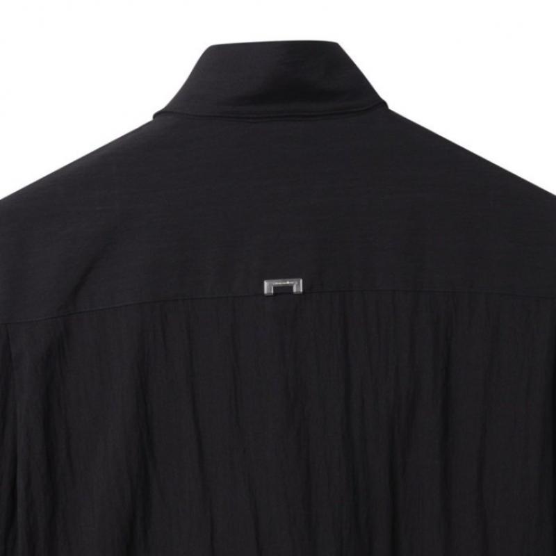 Customellow Black Oversize Half Shirt Cwsam25311bkx
