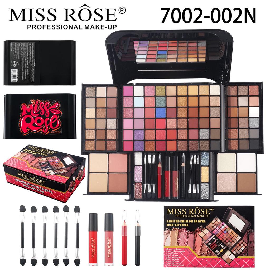 Set Paletă Machiaj MISSROSE: Fard de ochi, Luciu de buze, Ruj, Fard de obraz, Corector, Illuminator și Pudră.