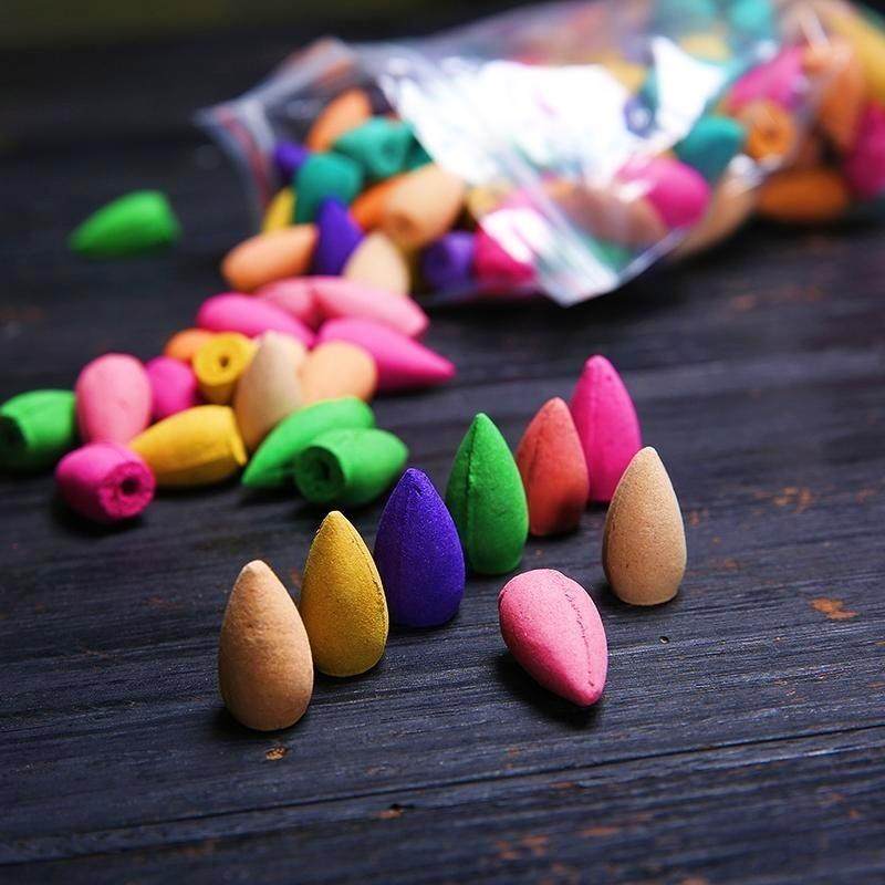 Mixed Natural Reflux Tower Incense for Backflow Incense Burner, Rose Jasmine Lavender Osmanthus Sakura Smoke Cone Home Fragrance