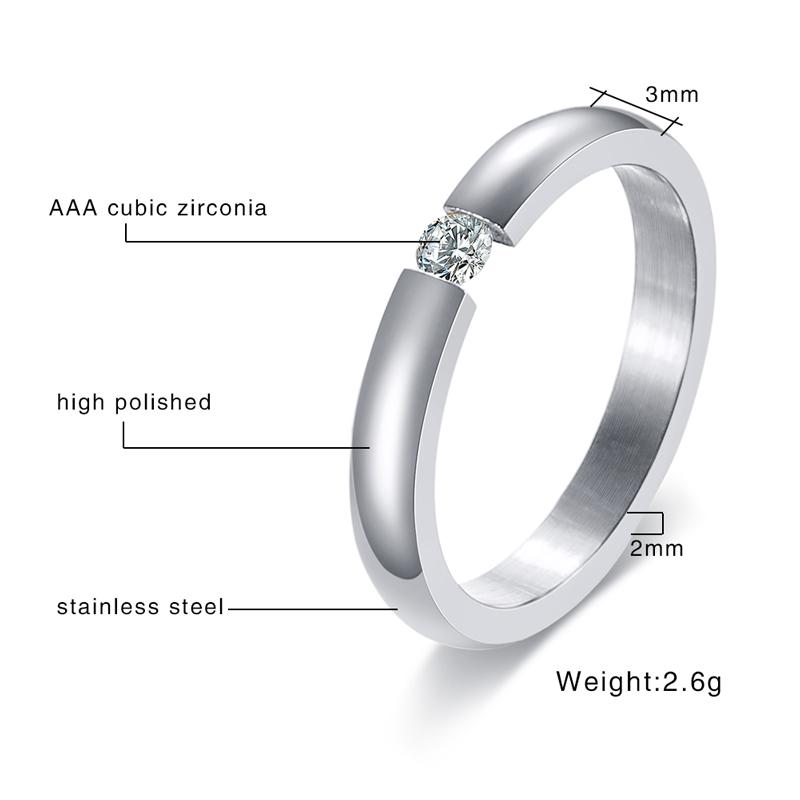 Engagement Ring for Women Stainless Steel Silver Color Gold Color Finger Girl Gift US Size 5 6 7 8 9 10