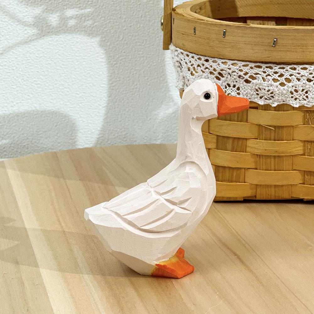 

Wooden Goose Statue Handmade Carving Goose Figurine Ornament Home decor Perfect Gift for animal Lovers Birthday Gift Christmas белый