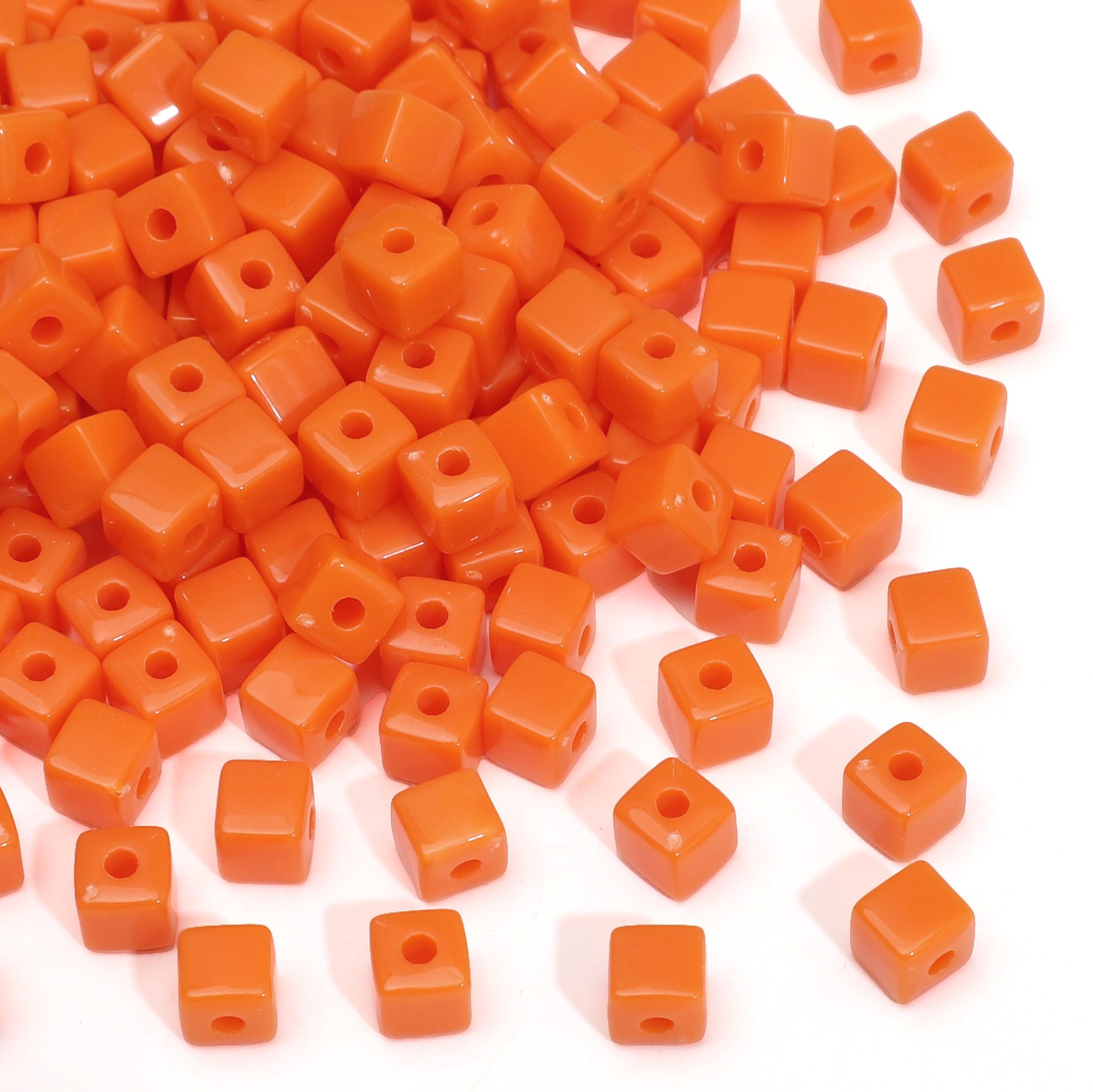 

144 шт. Акриловая однотонная трехмерная квадратная бусина для DIY ожерелья, браслета, серег, изготовления ювелирных изделий, аксессуары для рукоделия оранжевый