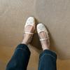 Sheepskin version~ Round head Mary Jane shoes with one-word buckle strap versatile shallow mouth flat sole shoes grandma shoes