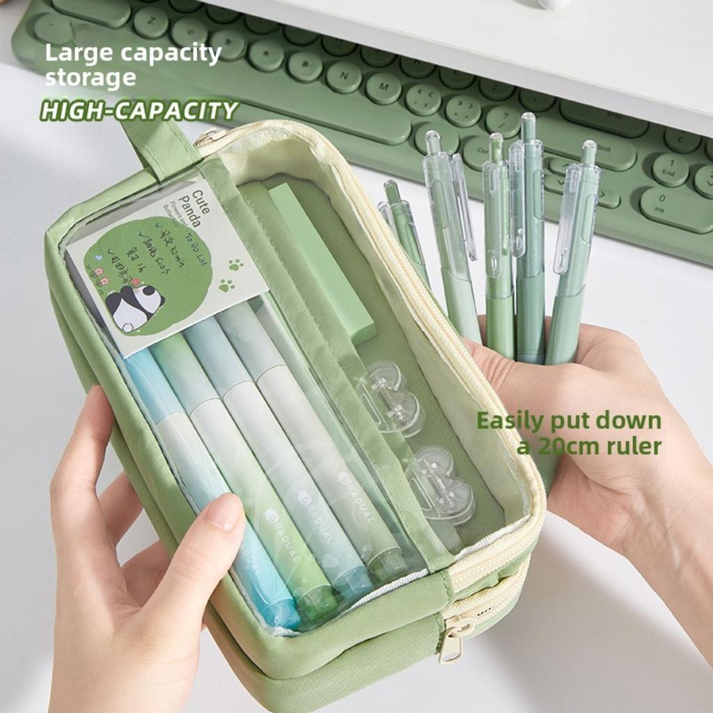 Trousse à crayons transparente de grande capacité pour filles, élèves de l'école élémentaire, sac à fournitures simple pour élèves du primaire et du secondaire