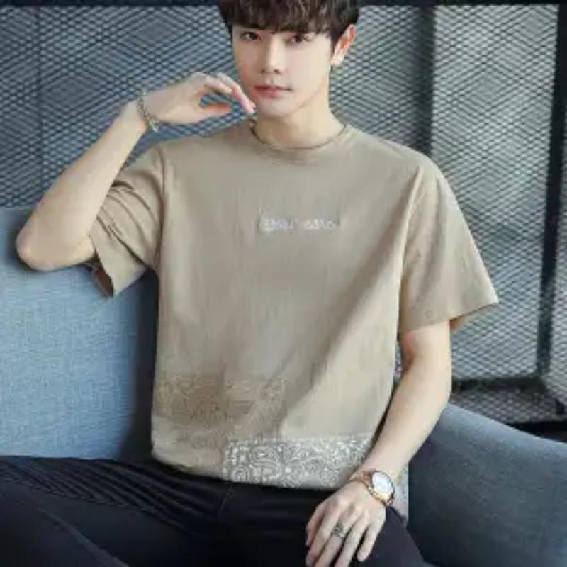 Men's Clothing Loose Thin Spring Summer Printing Simplicity Round Neck Handsome Pullovers Young Style Short Sleeve T-Shirts
