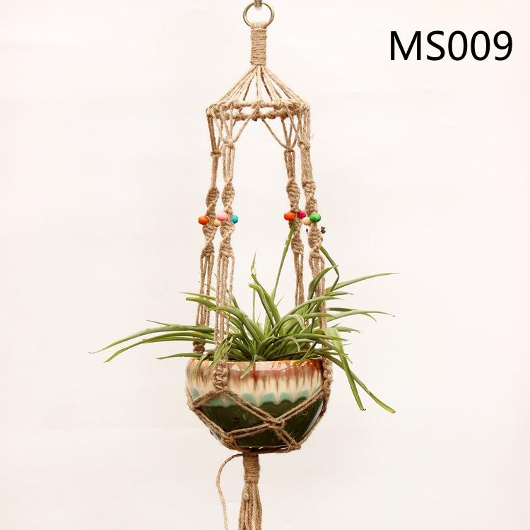Flower Pot Hemp Rope Hanging Net Straw Macrame Plant Hanger Flower Pot Garden Holder Legs Hanging Rope Basket Balcony Decor