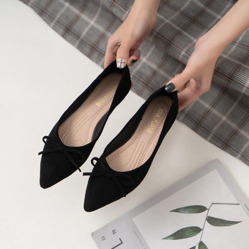 Mode Elegant Schleife Leopardenmuster Ballerinas Frau Übergröße 40-43 Sneaker Schuhe Damen Slipper spitze Zehen Flock Mokassins