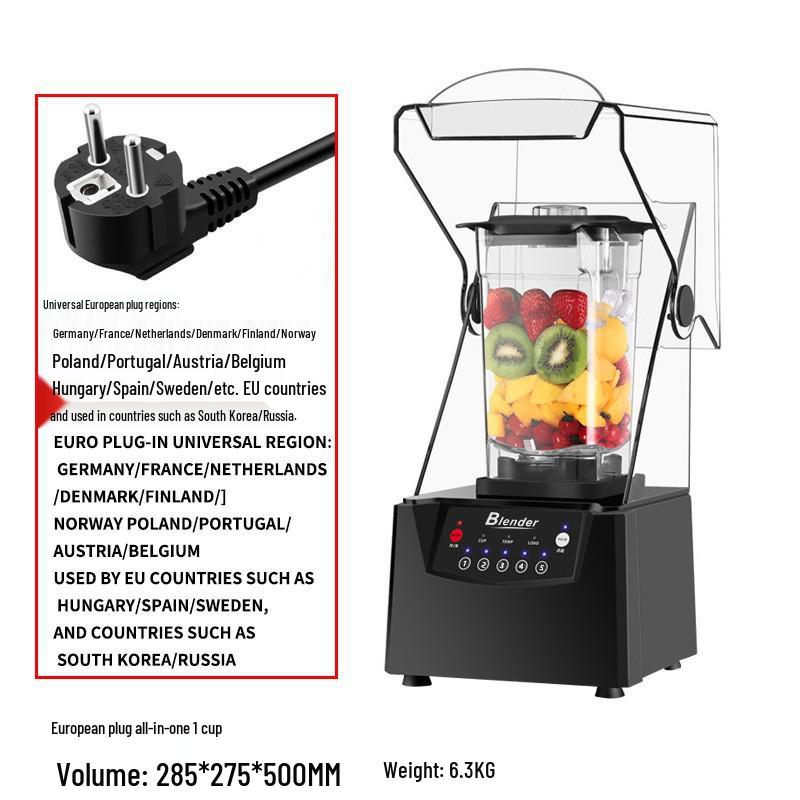 Commercial Soundproof Smoothie Maker and Ice Crusher Blender with Cover