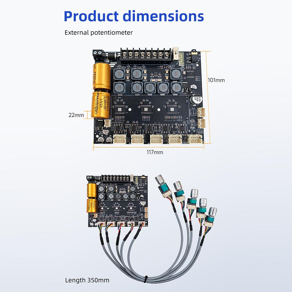 2.2 Channel Dual Subwoofer Bluetooth Amp Board ZK‑TB22 CS3865 Chip DC12‑24V Replaceable Op‑Amp Multiple Protection