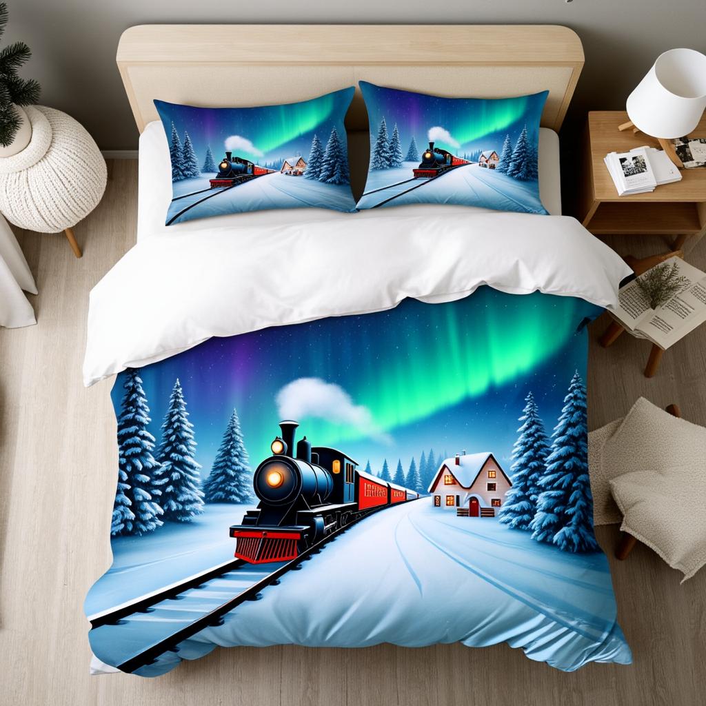 3Pcs North Pole Arctic Bear Penguin Bedding Set Polyester Soft Queen Size Kids Room Christmas Gift