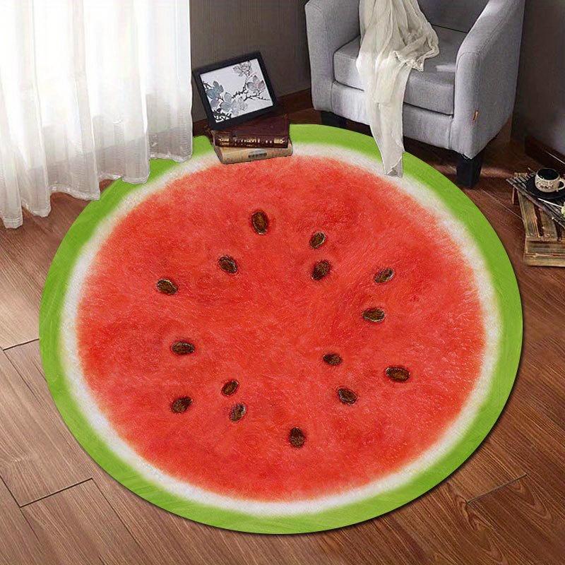 Nature Stream Moss Round Area Rug Green Grass Circular Floor Carpet Stone Flower Landscape Welcome Mat for Living Room Decor
