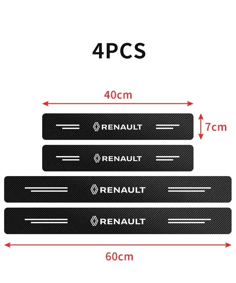 4Pcs Carbon Fiber Leather Car Door Sill Protection Strip For Renault DACIA Fluence Scenic Loguna Logan Twingo Clio Captur ZEO R777