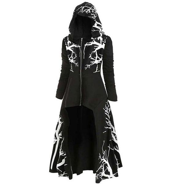 

Женская накидка на Хэллоуин в стиле ретро, ​​готическая панк-капюшон с капюшоном, нерегулярная куртка с шалью L чёрный