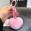 Lovely Heart Keychain Simple Car Key Chain Plush Pompoms Hanging Ornaments Keyrings Bag Pendant Keychain Accessories