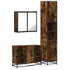 3 Piece Bathroom Furniture Set Smoked Oak Wood Based Material