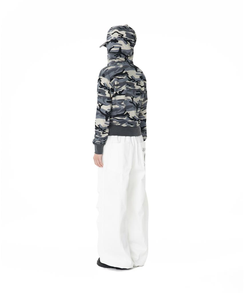 Aakam Contrast Logo Zip-Up Hoodie (Gray)