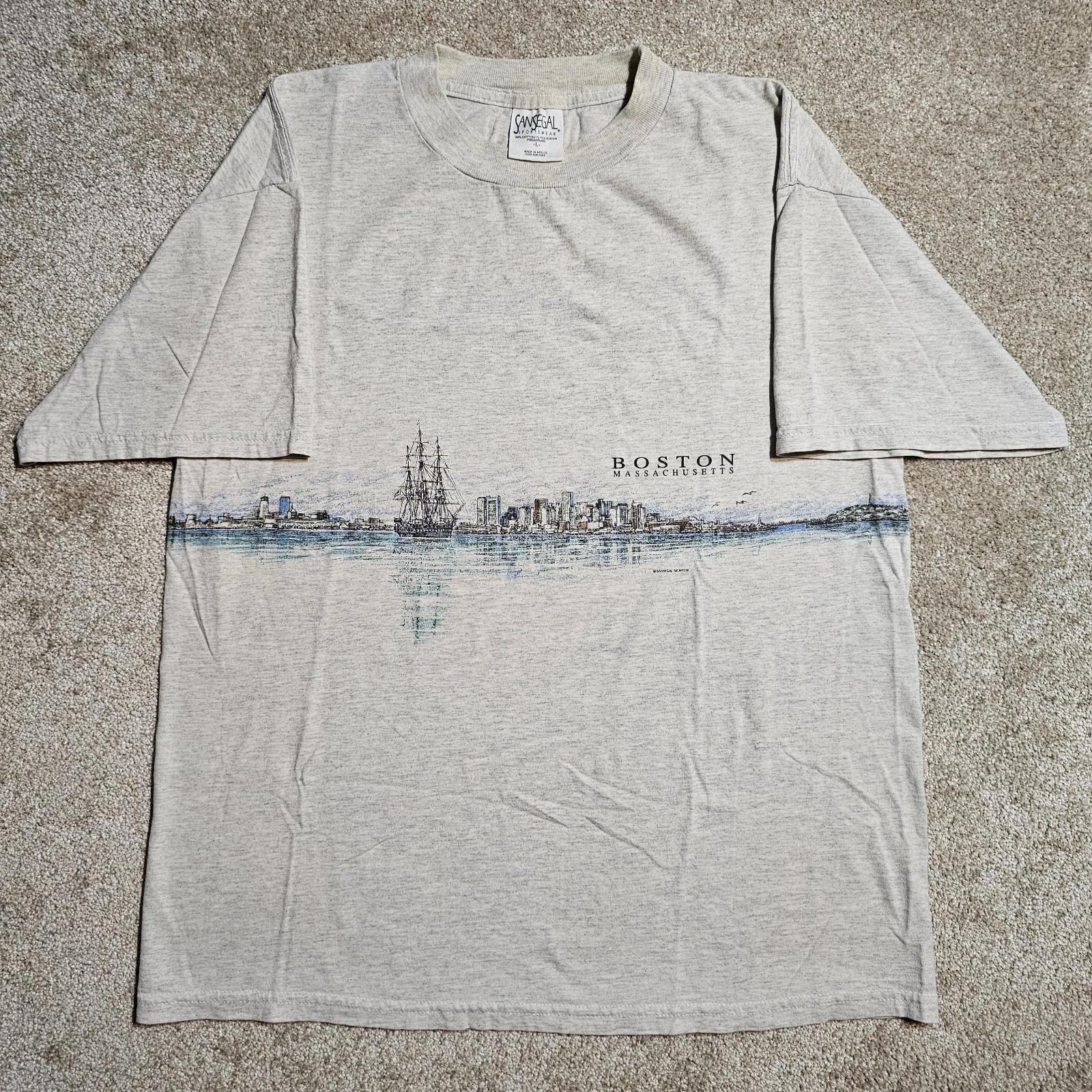 Vintage 1999 Boston Massachusetts Tourist T-shirt Mens L City Grunge Skyline Emo M
