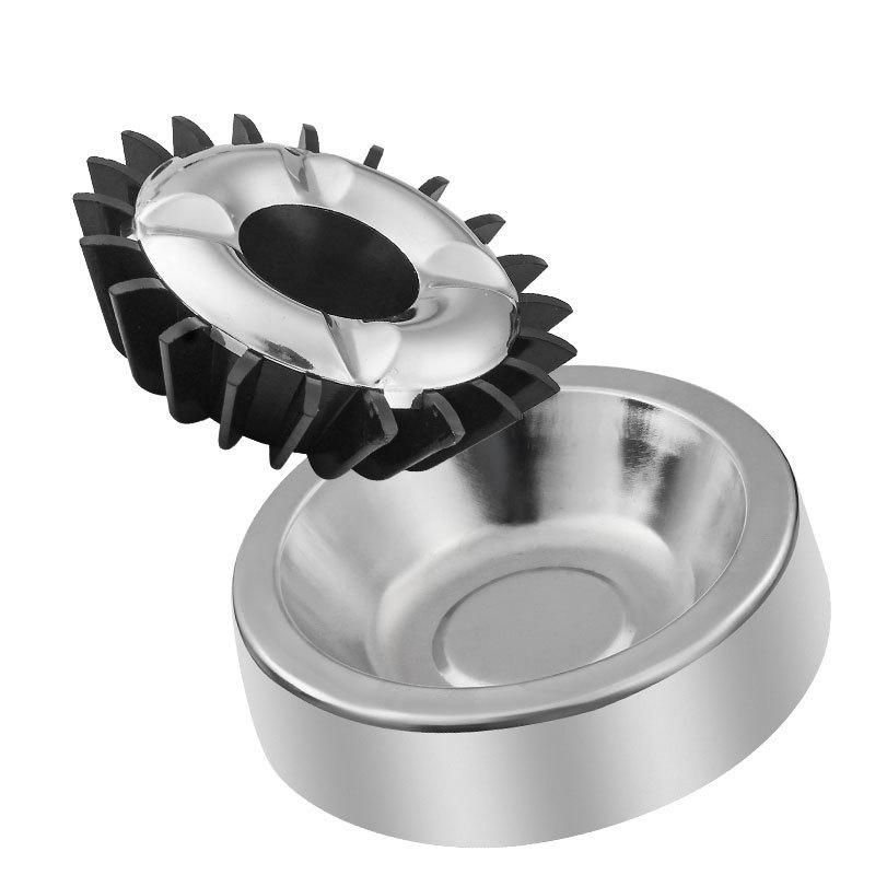 Rotating Stainless Steel Ashtray with Cigarette Extinguisher for Home or Office