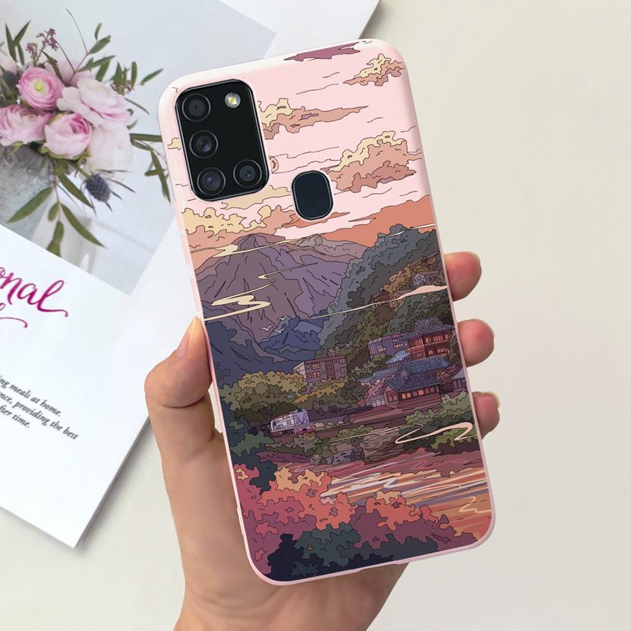For Samsung A21S Case SM-A217F A 21S Back Cover Fashion Flower Cartoon TPU Soft Silicone Phone Case For Samsung Galaxy A21s Capa