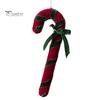 Holiday Party Supplies Velvet Christmas Candy Cane Ornament, Fabric Decoration with Hanging Ornaments Bow, Xmas Tree Decor Pendant for Soft
